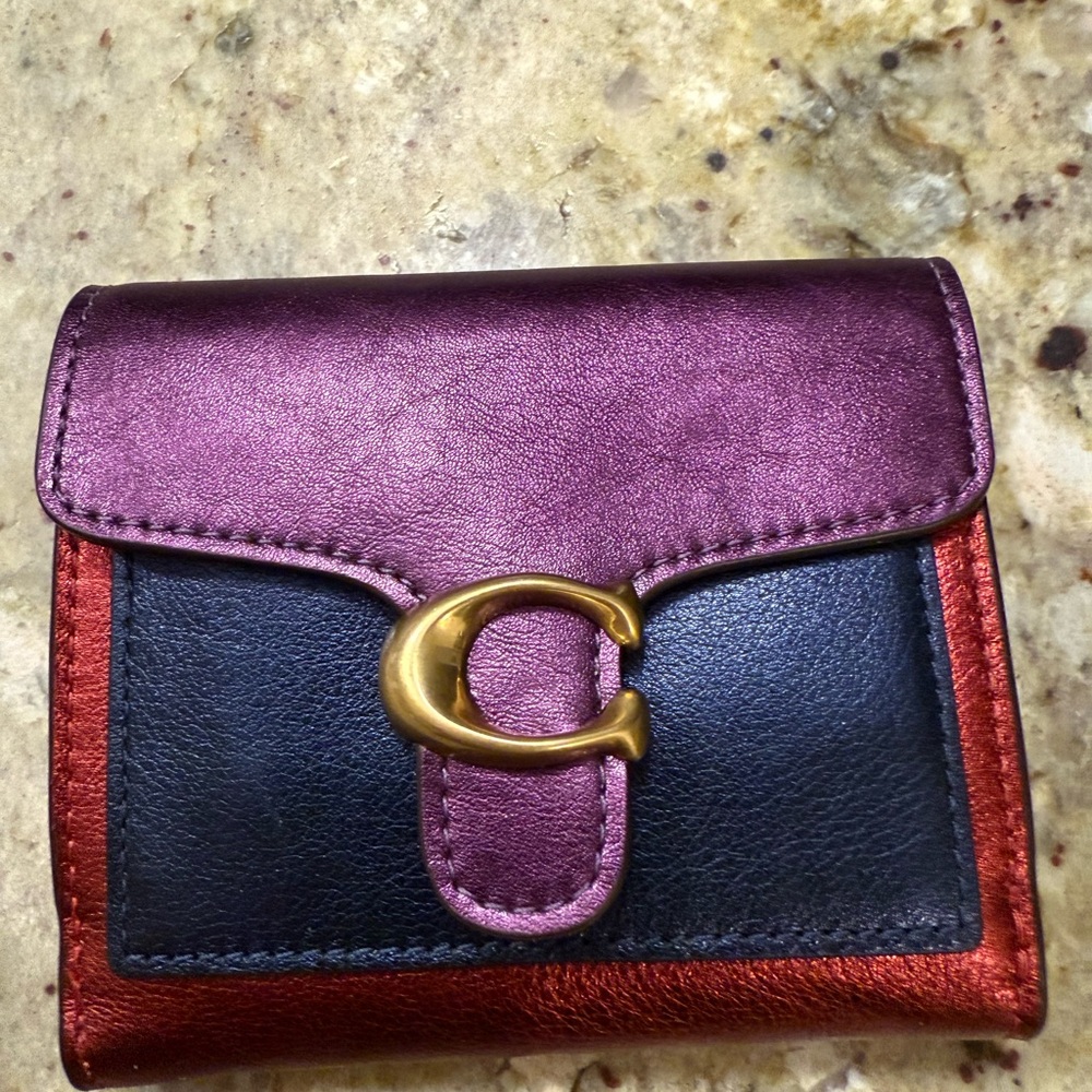 Coach Women's Tri-Color Trifold Leather Wallet
